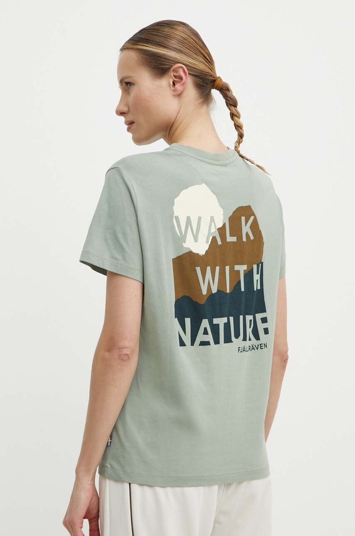 Odzież Fjallraven t-shirt bawełniany Nature T-shirt F84787.516 zielony