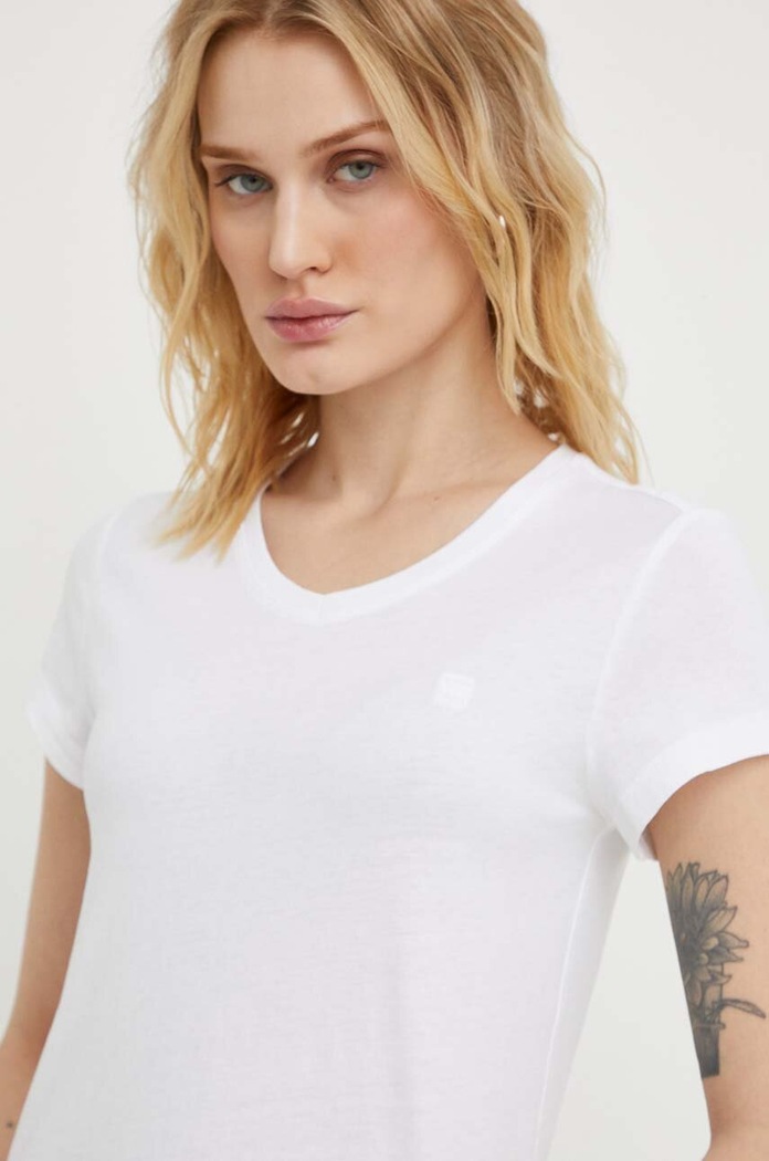 Памучна тениска G-Star Raw Eyben slim v t 2.0 бял D24533.4107