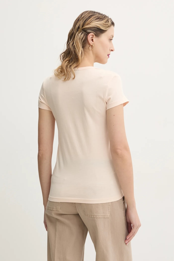 Ρούχα Βαμβακερό μπλουζάκι G-Star Raw Core turtle slim knit D24533.4107 μπεζ
