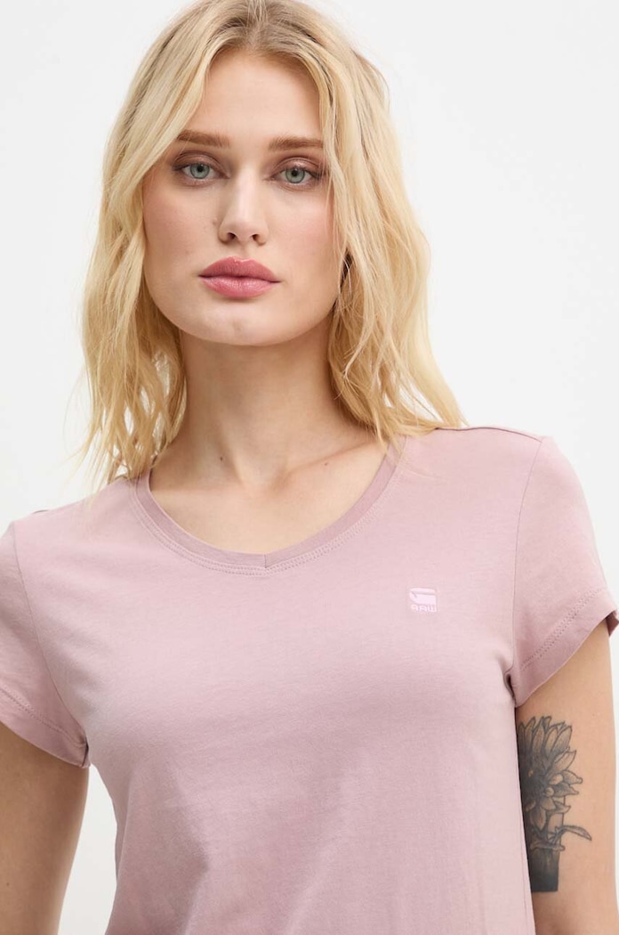 G-Star Raw tricou din bumbac D24533.4107 roz SS26