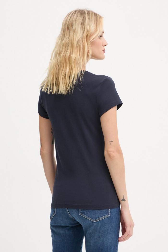 Дрехи Памучна тениска G-Star Raw Eyben slim v t 2.0 D24533.4107 тъмносин