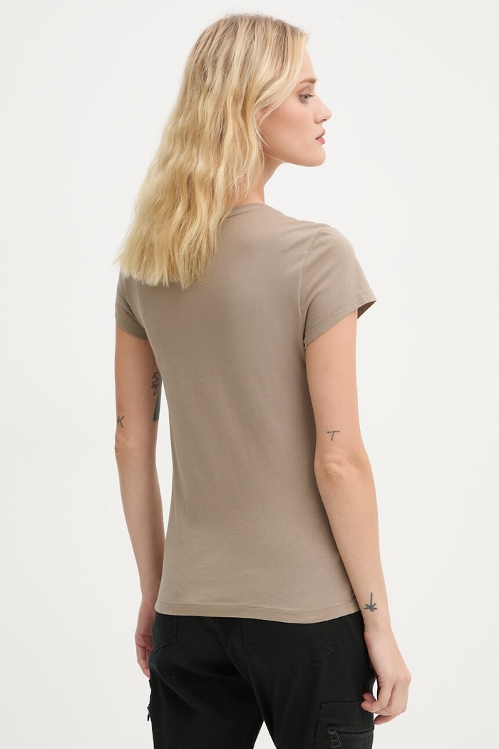 G-Star Raw t-shirt bawełniany Eyben slim v t 2.0 D24533.4107 beżowy SS26