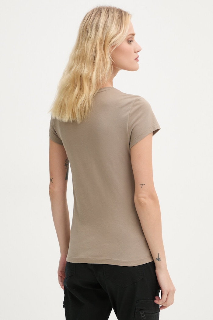 G-Star Raw t-shirt bawełniany Eyben slim v t 2.0 D24533.4107 beżowy SS26
