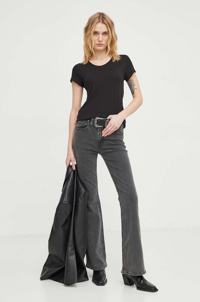 Βαμβακερό μπλουζάκι G-Star Raw Core turtle slim knit D24533.4107 μαύρο SS26