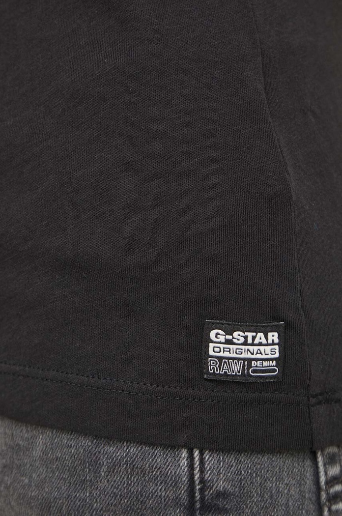 Βαμβακερό μπλουζάκι G-Star Raw Core turtle slim knit D24533.4107 μαύρο