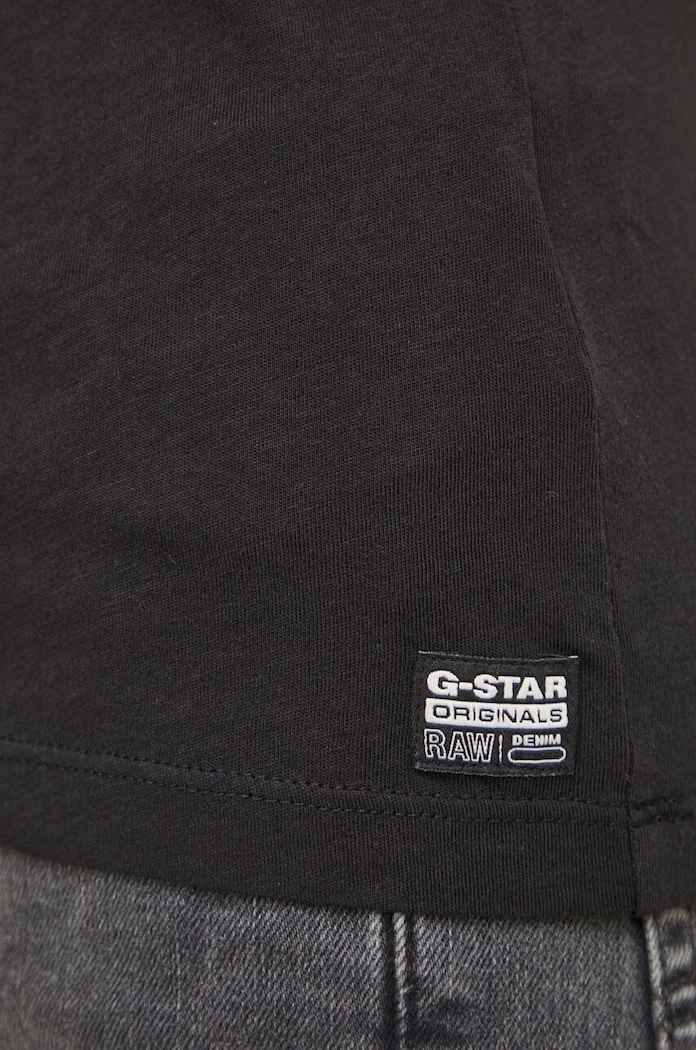 Βαμβακερό μπλουζάκι G-Star Raw Core turtle slim knit D24533.4107 μαύρο