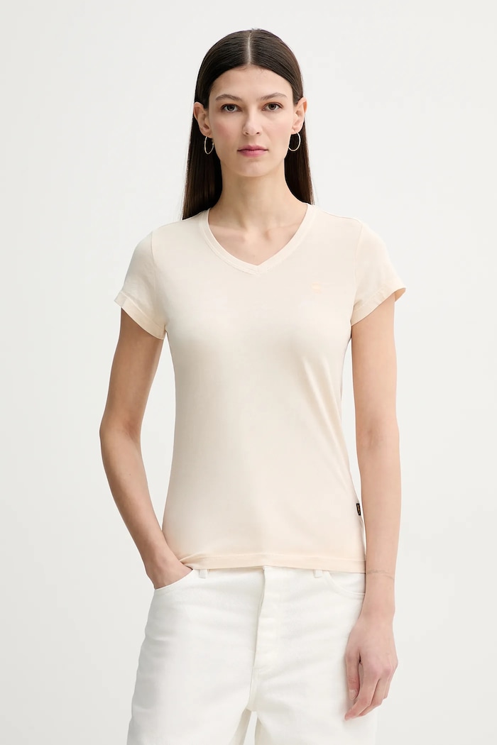 G-Star tričko dámske bavlnené Overdyed eyben slim v t 2.0 jednofarebný béžová D24533.B059