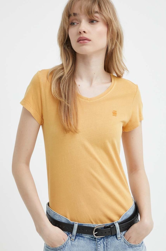 G-Star T-shirt damski bawełniany Overdyed eyben slim v t 2.0 bawełna pomarańczowy D24533.B059
