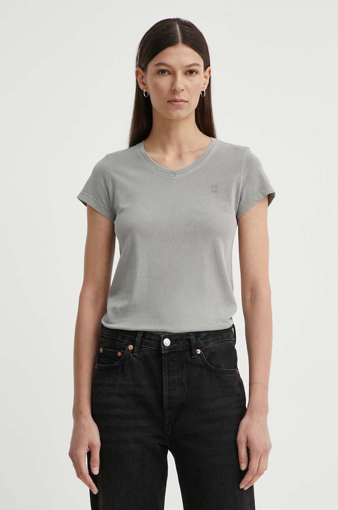 G-Star T-shirt damski bawełniany Overdyed eyben slim v t 2.0 bawełna szary D24533.B059