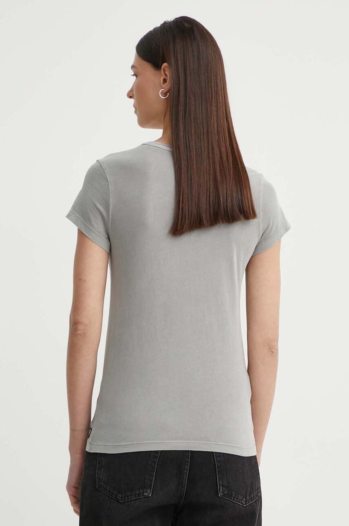 Odzież G-Star T-shirt damski bawełniany Overdyed eyben slim v t 2.0 D24533.B059 szary