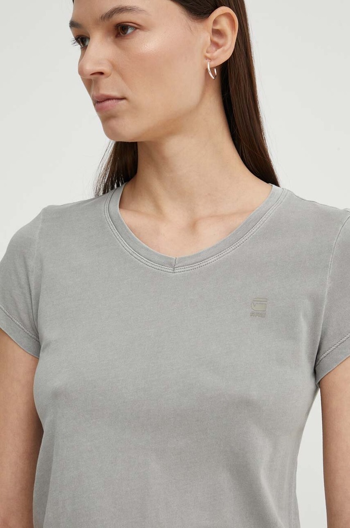 G-Star T-shirt damski bawełniany Overdyed eyben slim v t 2.0 szary D24533.B059