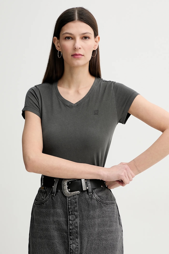 G-Star tričko dámske bavlnené Overdyed eyben slim v t 2.0 sivá D24533.B059