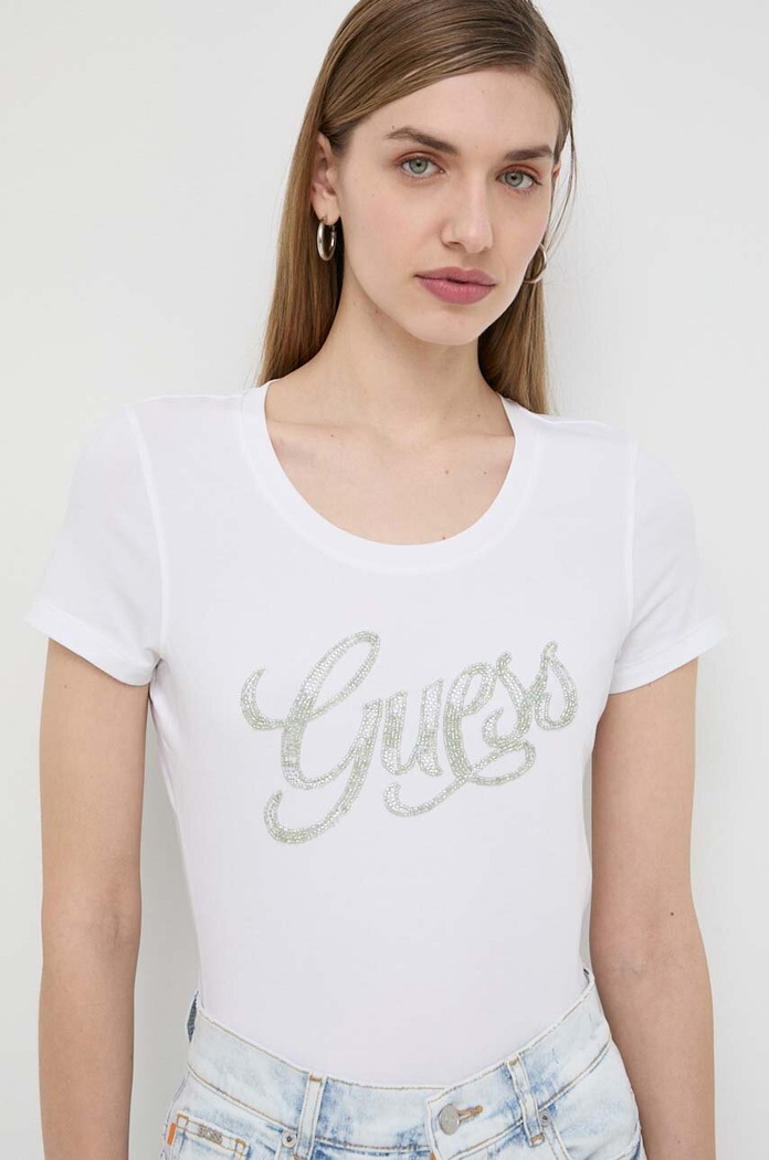 Μπλουζάκι Guess W4GI30.J1314 λευκό SS24