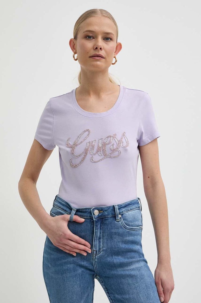 Μπλουζάκι Guess μωβ W4GI30.J1314