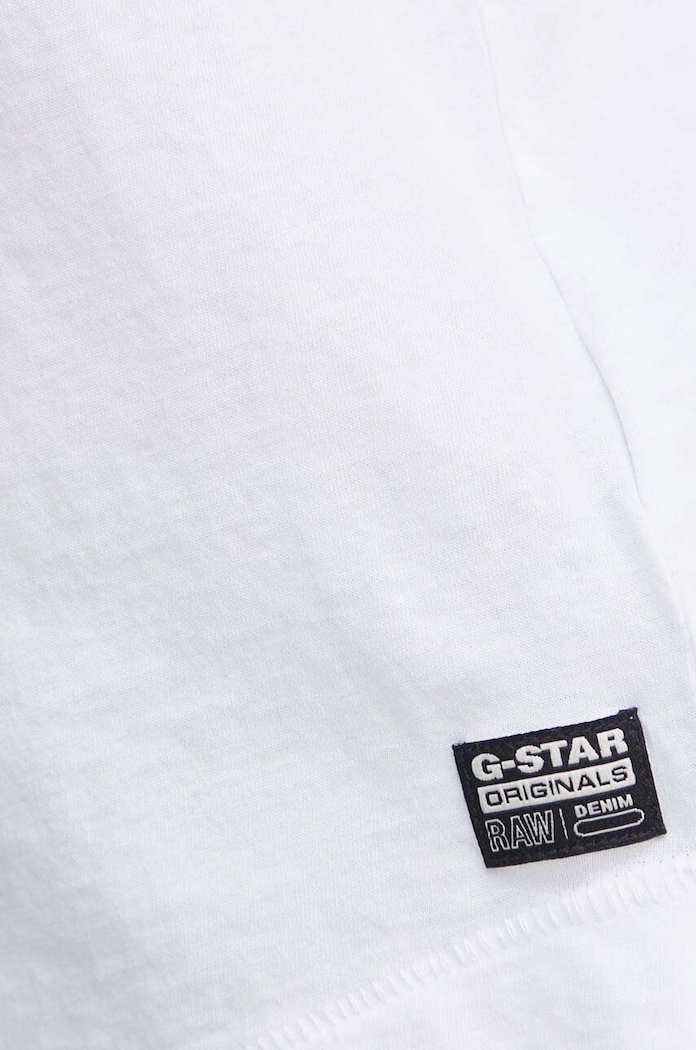 Βαμβακερό μπλουζάκι G-Star Core turtle slim knit D24524.4107 λευκό