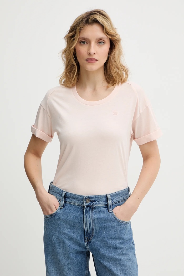 Памучна тениска G-Star Raw розов D24524.4107