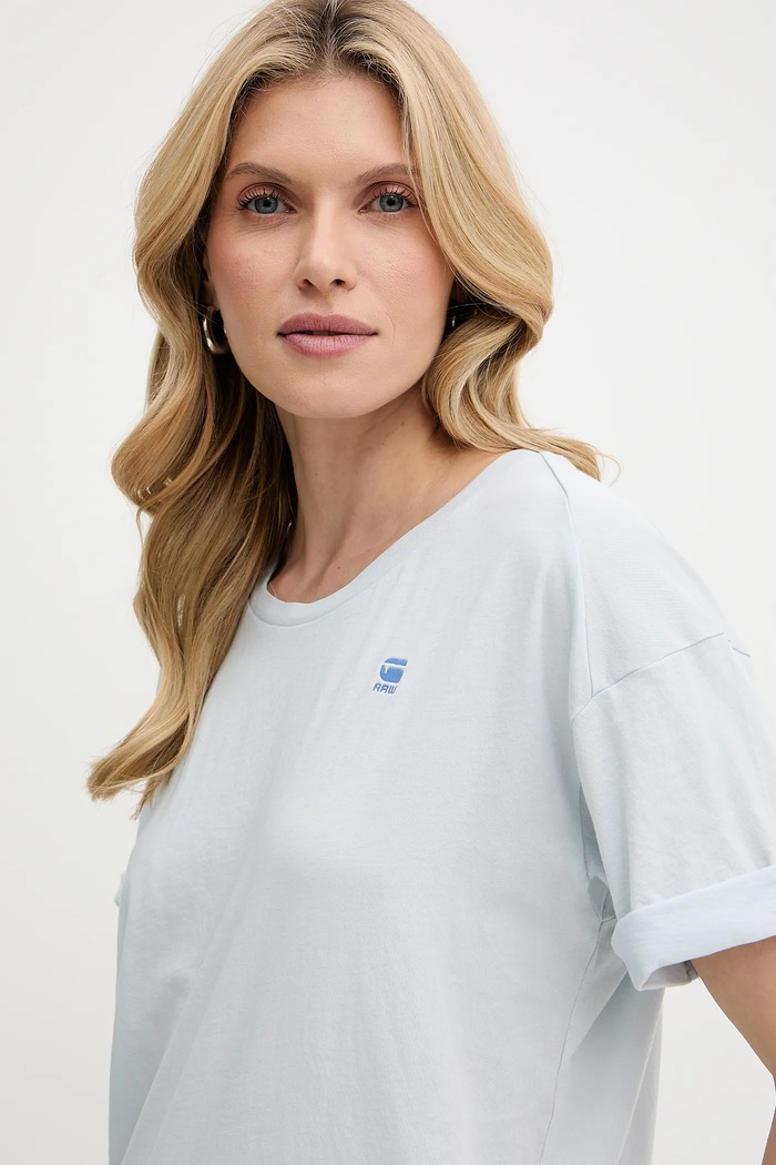 Хлопковая футболка G-Star Raw Rolled up sl BF голубой D24524.4107