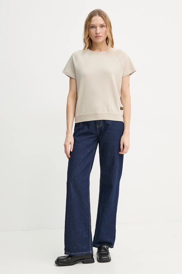 G-Star t-shirt bawełniany D24512.C812 beżowy AW25