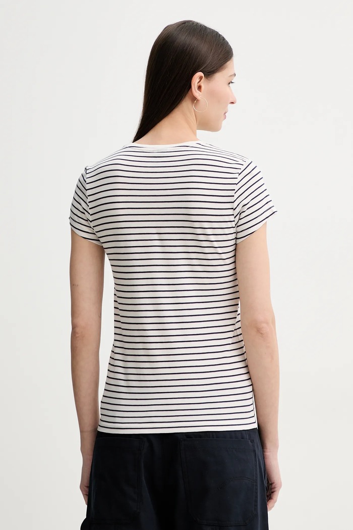 Oblečenie G-Star tričko dámske bavlnené Stripe eyben slim v t 2.0 D24533.D244 béžová
