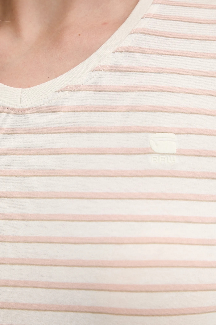 G-Star tričko dámske bavlnené Stripe eyben slim v t 2.0 D24533.D244 béžová