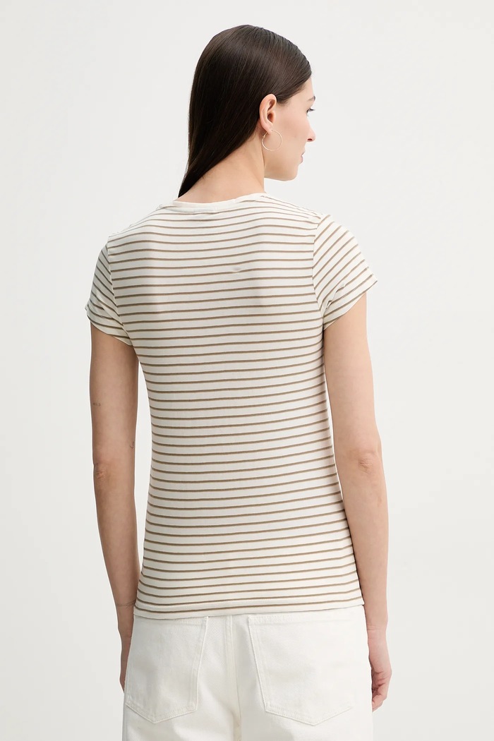Oblečenie G-Star tričko dámske bavlnené Stripe eyben slim v t 2.0 D24533.D244 béžová