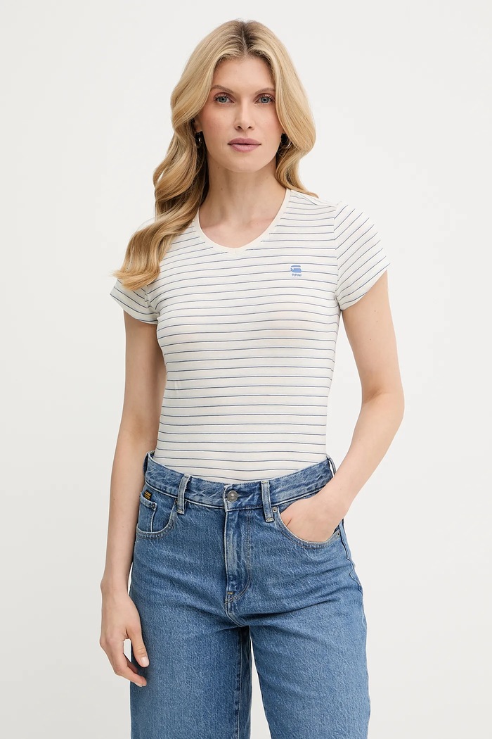 G-Star tričko dámske bavlnené Stripe eyben slim v t 2.0 modrá D24533.D244
