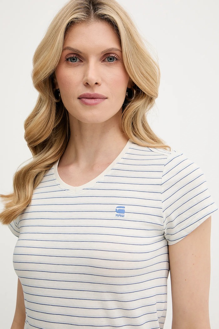G-Star tričko dámske bavlnené Stripe eyben slim v t 2.0 modrá D24533.D244