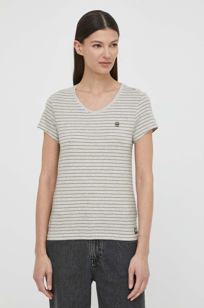 G-Star tričko dámske bavlnené Stripe eyben slim v t 2.0 slim sivá D24533.D244