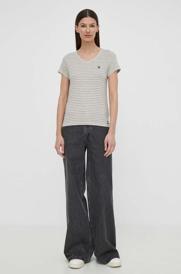 G-Star tričko dámske bavlnené Stripe eyben slim v t 2.0 D24533.D244 sivá SS26