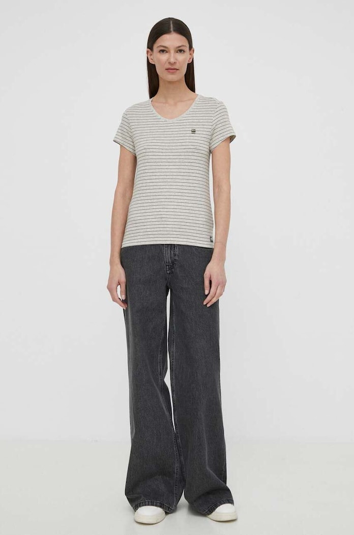 G-Star tričko dámske bavlnené Stripe eyben slim v t 2.0 D24533.D244 sivá SS26