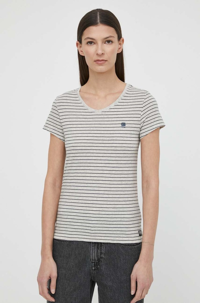 G-Star tričko dámske bavlnené Stripe eyben slim v t 2.0 slim sivá D24533.D244