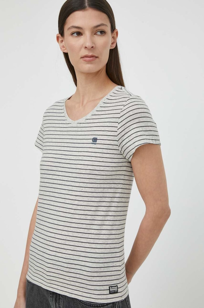 G-Star tričko dámske bavlnené Stripe eyben slim v t 2.0 sivá D24533.D244