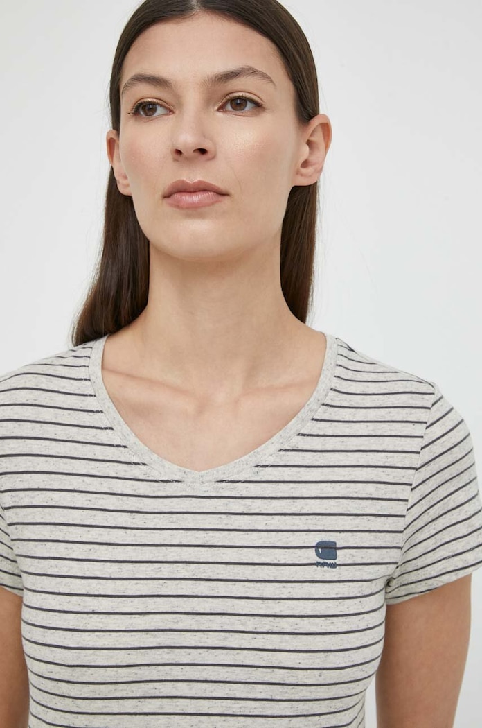 G-Star tričko dámske bavlnené Stripe eyben slim v t 2.0 D24533.D244 sivá