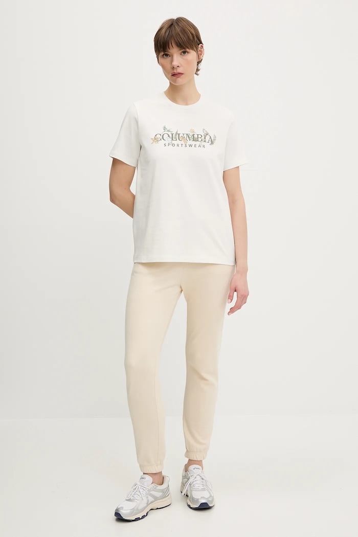 Pamučna majica Columbia 2036573 bijela SS25