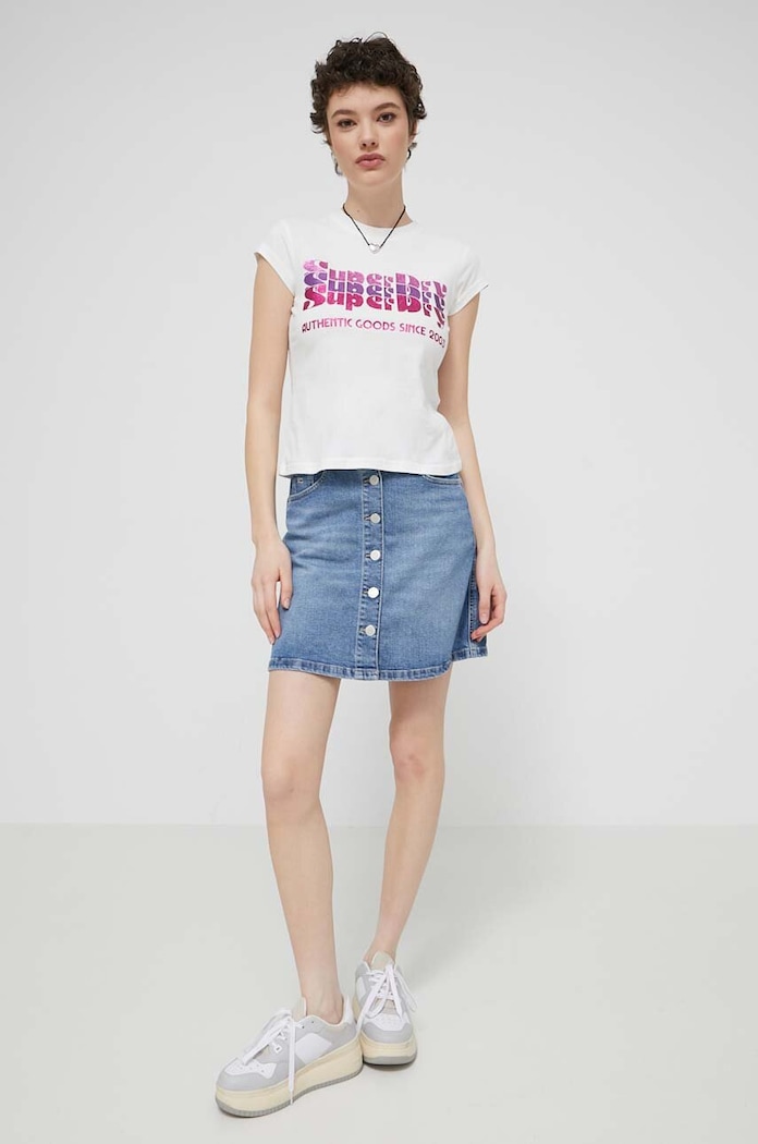 Pamučna majica Superdry W1011411A.39E bež SS24