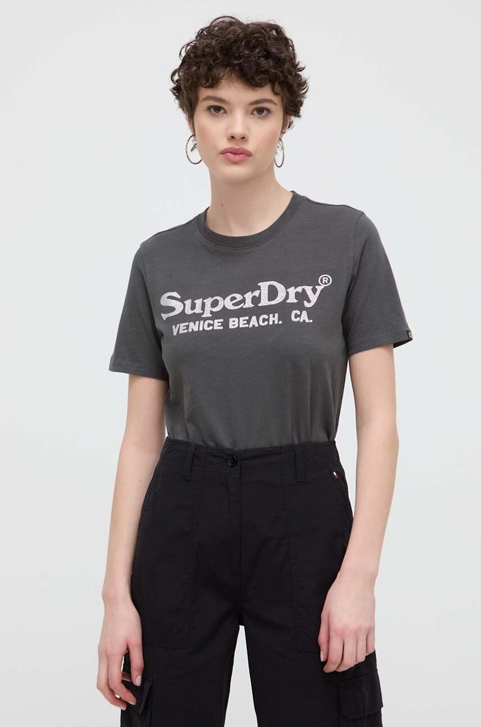 Superdry tricou din bumbac gri W1011403A.PKT