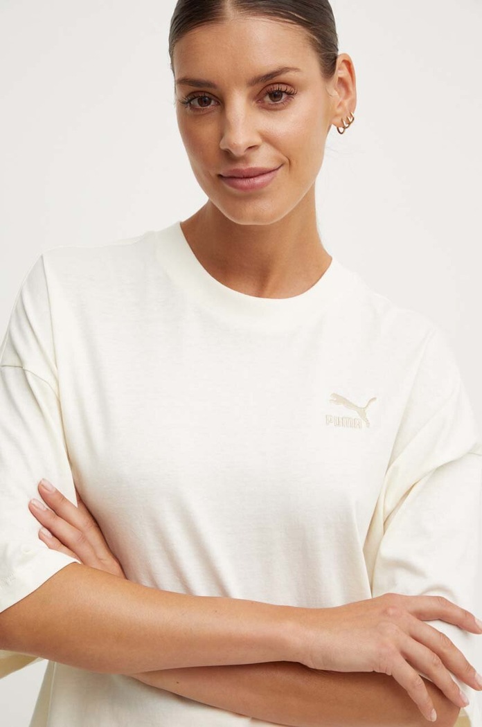 Bavlnené tričko Puma BETTER CLASSICS Oversized béžová 624226