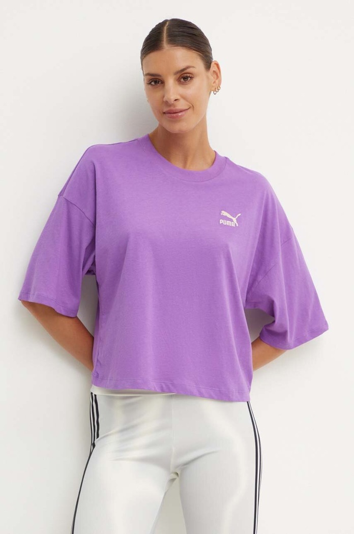 Bavlnené tričko Puma BETTER CLASSICS Oversized relaxed fialová 624226