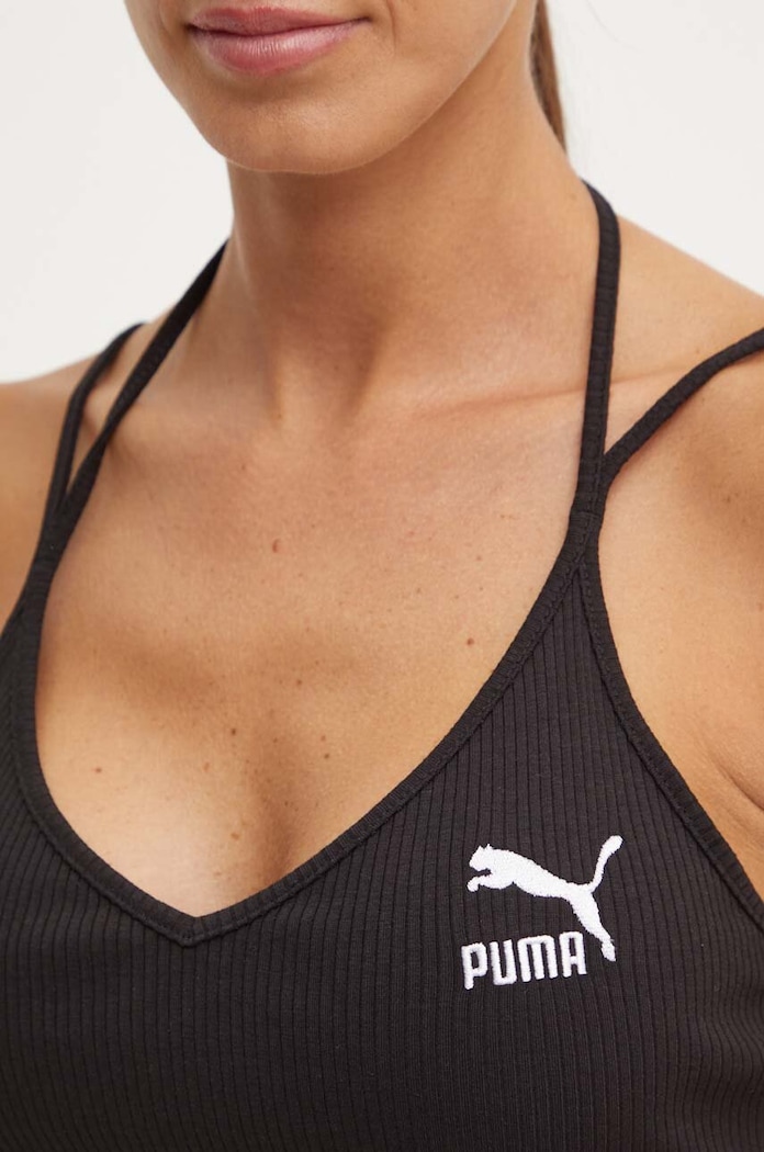 Top Puma Classics Ribbed Crop Top 0 624255 μαύρο