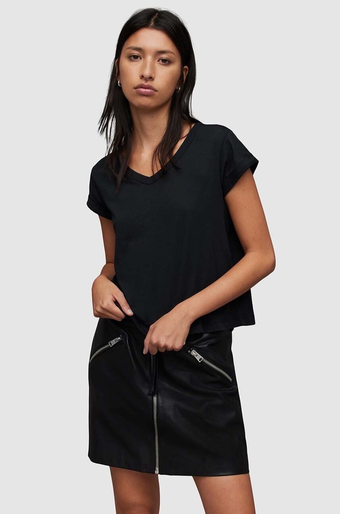 Βαμβακερό μπλουζάκι AllSaints Anna κανονικό μαύρο WM640Z