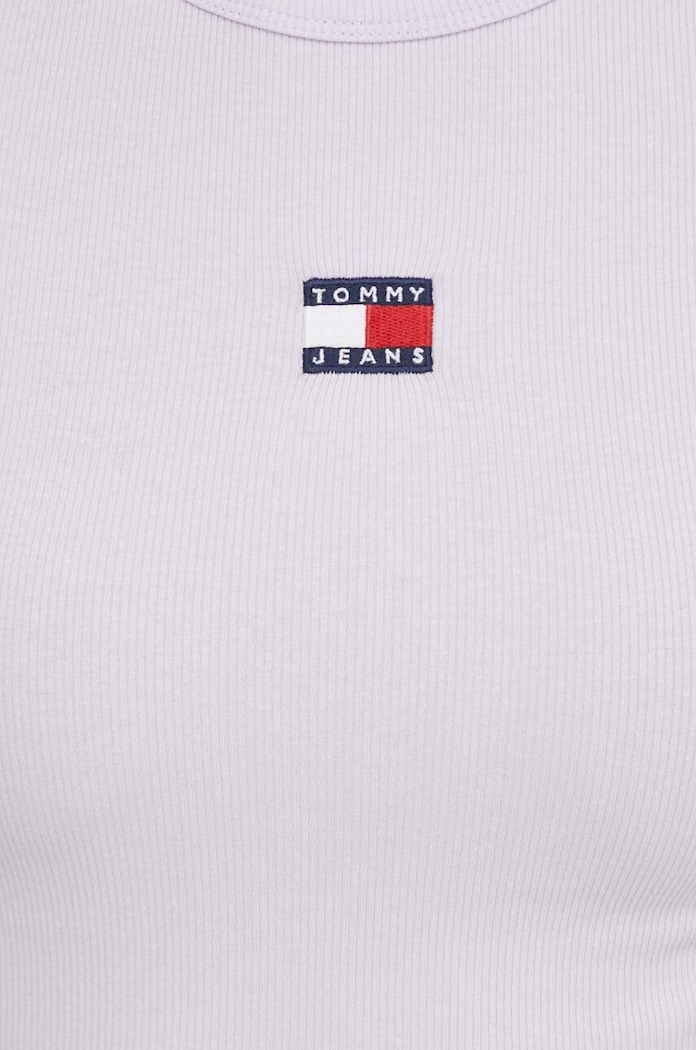 Tommy Jeans tričko dámske bavlnené s elastanom fialová DW0DW17881