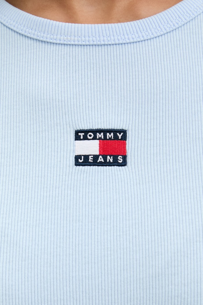 Tommy Jeans tricou pentru femei din bumbac cu elastan DW0DW17881 albastru