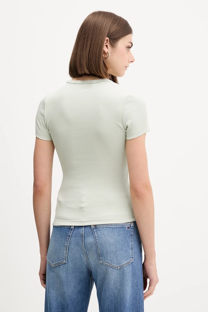 Oblečenie Tommy Jeans tričko dámske bavlnené s elastanom DW0DW17881 zelená