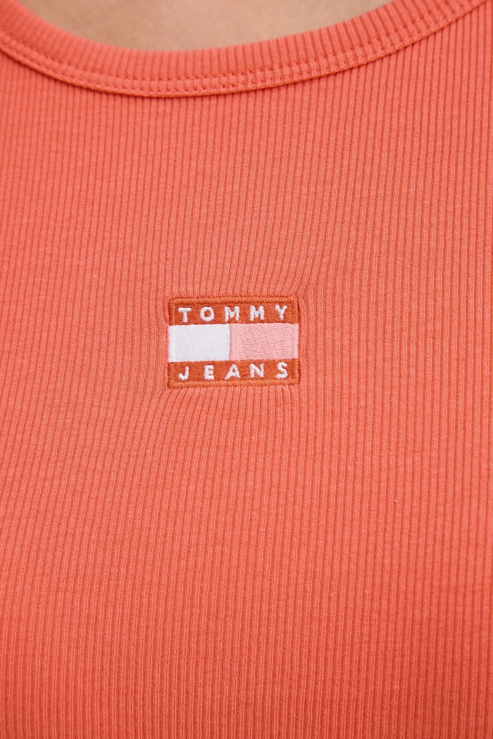 Tommy Jeans tričko dámske bavlnené s elastanom DW0DW17881 oranžová