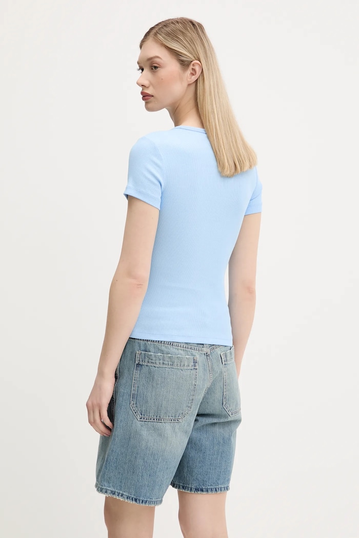 Oblečenie Tommy Jeans tričko dámske bavlnené s elastanom DW0DW17881 modrá