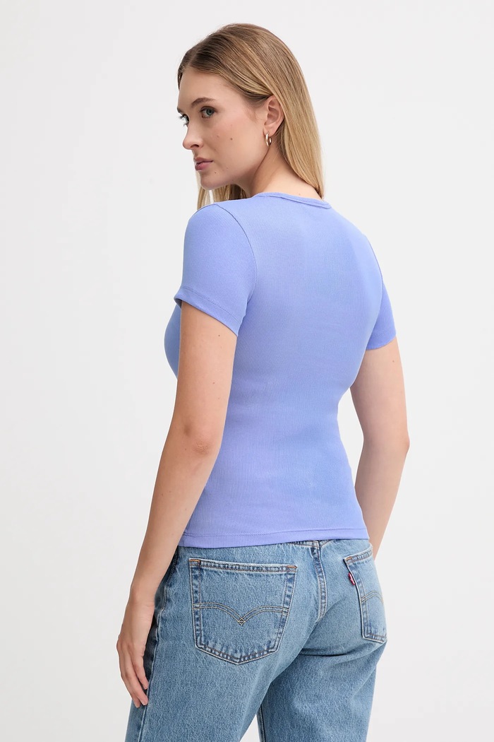 Tommy Jeans tričko dámske bavlnené s elastanom DW0DW17881 fialová SS26