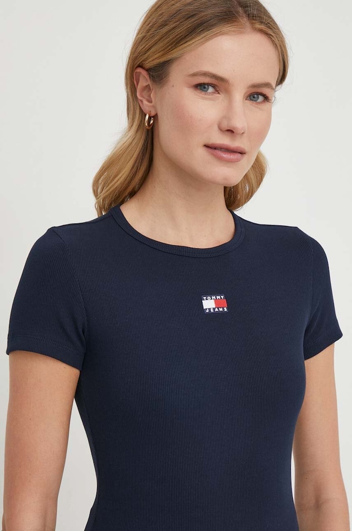 Tommy Jeans tričko dámske bavlnené s elastanom nášivka tmavomodrá DW0DW17881