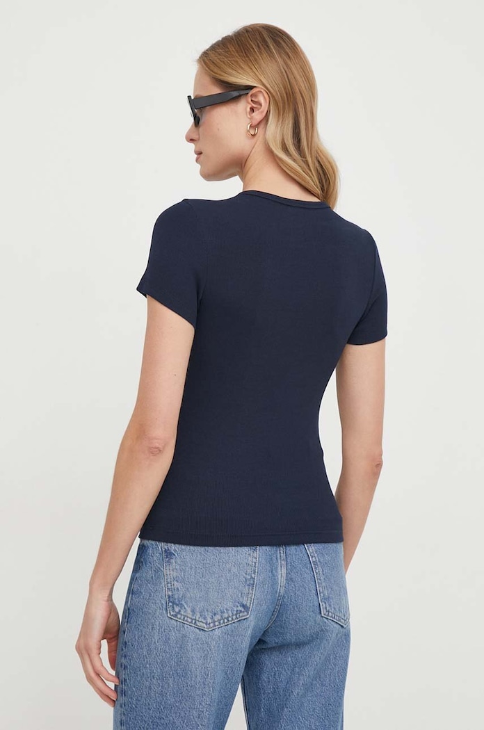 Oblečenie Tommy Jeans tričko dámske bavlnené s elastanom DW0DW17881 tmavomodrá