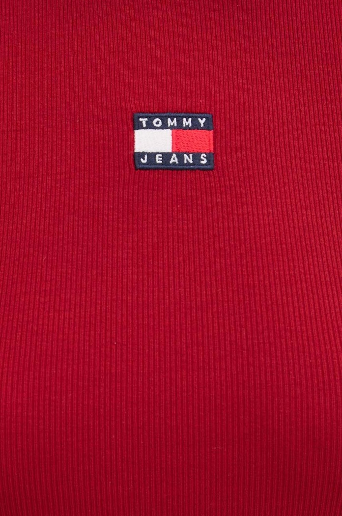 Tommy Jeans majica za žene od pamuka s elastanom DW0DW17881 bordo