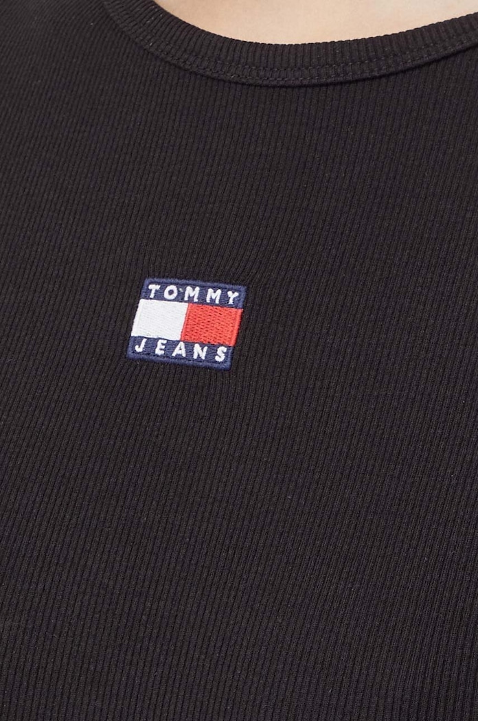 Tommy Jeans majica za žene od pamuka s elastanom DW0DW17881 crna